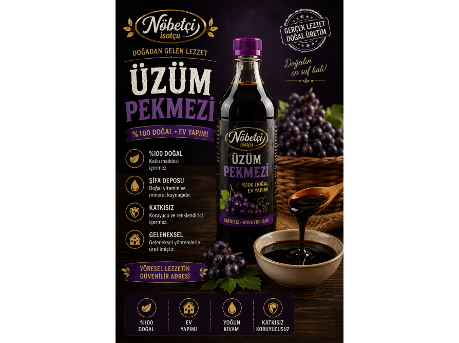 YÖRESEL ÜZÜM PEKMEZİ(KANSIZLIK/HALSİZLİK/SOĞUK ALGINLIĞI İÇİN)